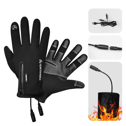 USB Heated Gloves Winter Waterproof Touch Screen Ski Gloves Rechargeable Heated Snowboard Motorcycle Bicycle Warm Gloves